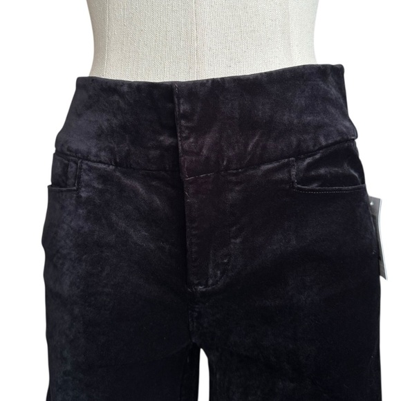 NWT Paige HR Lou Lou Velvet Wide Clean Front Flare Leg Pants Black Overdye 27 - Picture 3 of 13